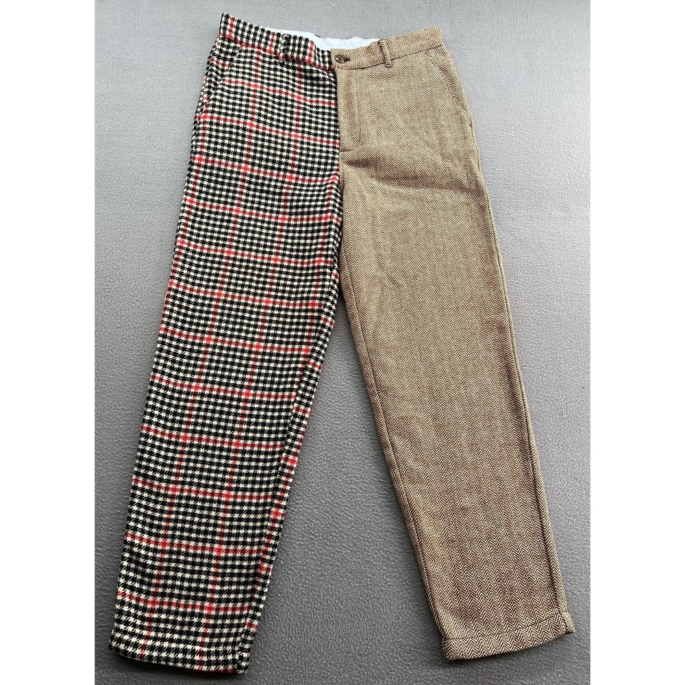 Rowing Blazers x Target Pants Mens 32x32 Split Plaid Herringbone Trousers Brown